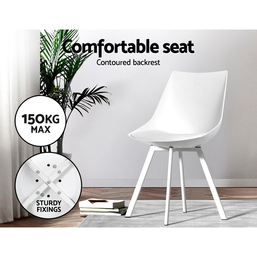 Artiss Dining Chairs Set of 2 PU Leather White view 3
