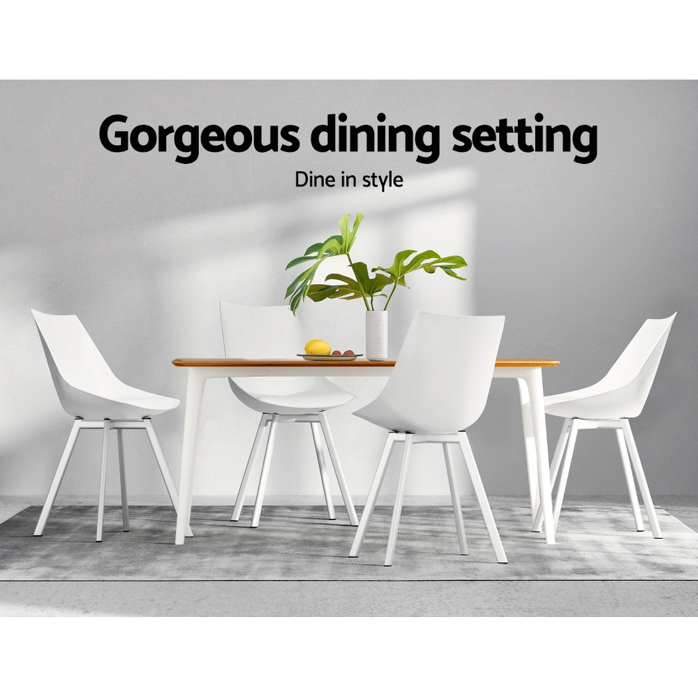 Artiss Dining Chairs Set of 2 PU Leather White view 5