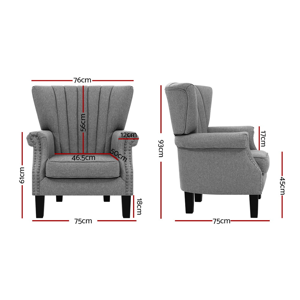 Artiss Andrew Wingback Armchair in 3 Colours view 3