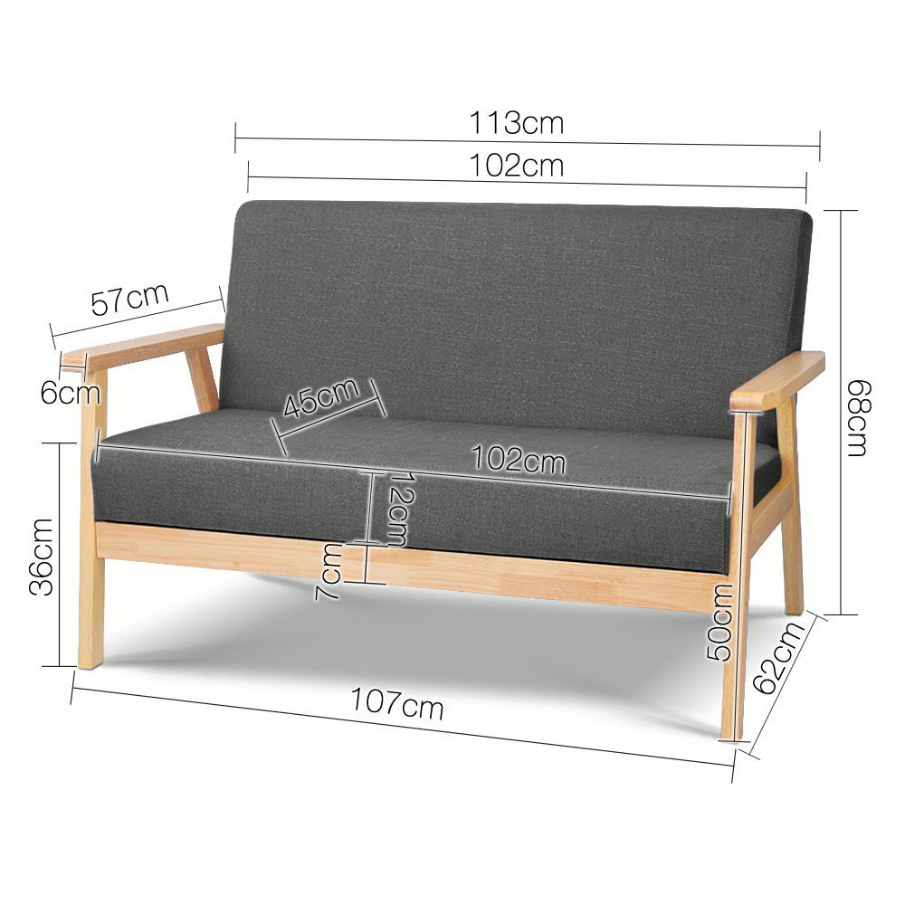 Artiss 2-Seater Sofa Armchair Skane view 2