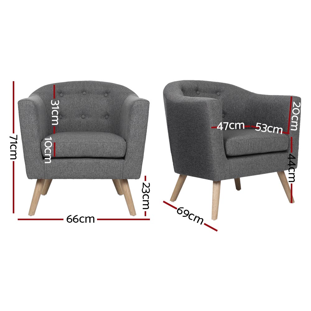 Artiss Adora Tub Armchair Grey view 2