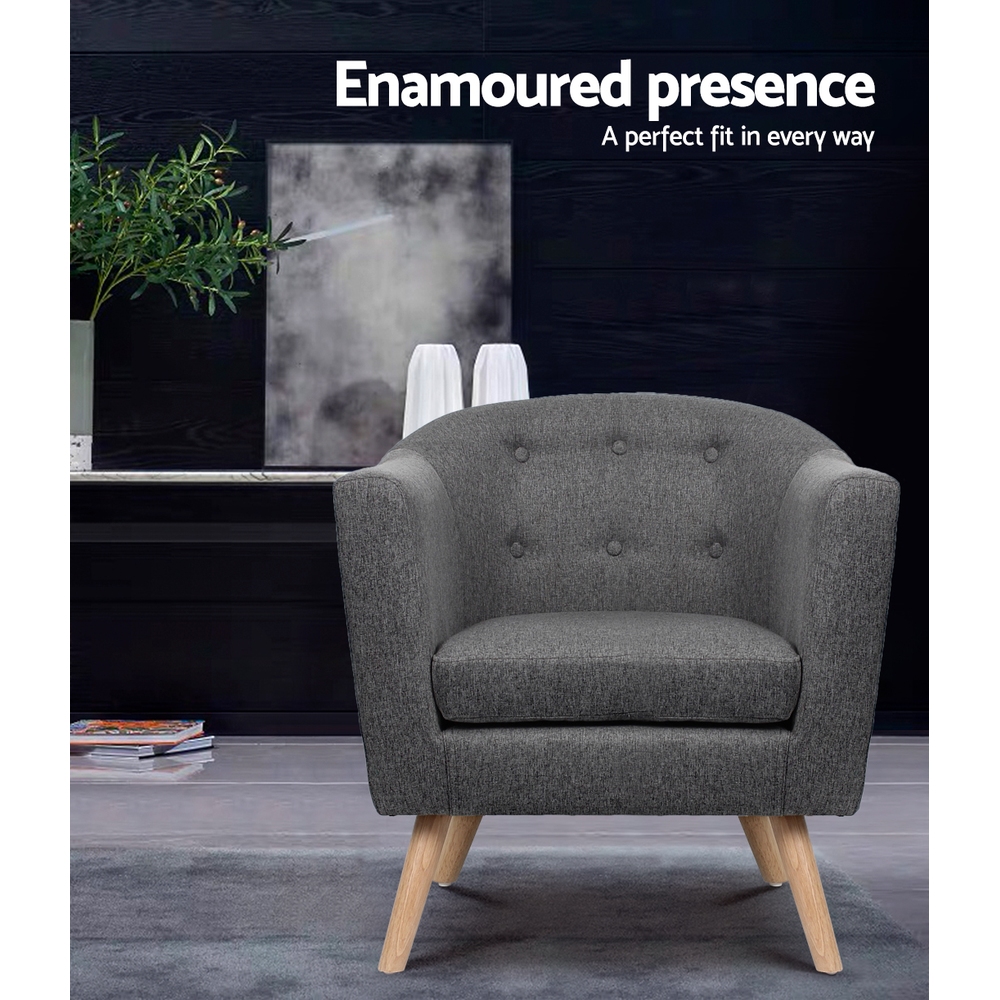 Artiss Adora Tub Armchair Grey view 3