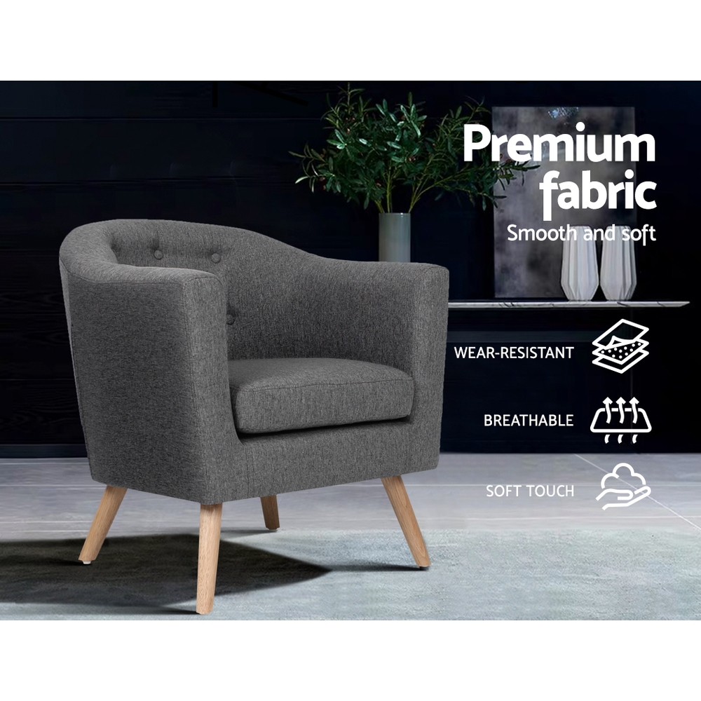 Artiss Adora Tub Armchair Grey view 4