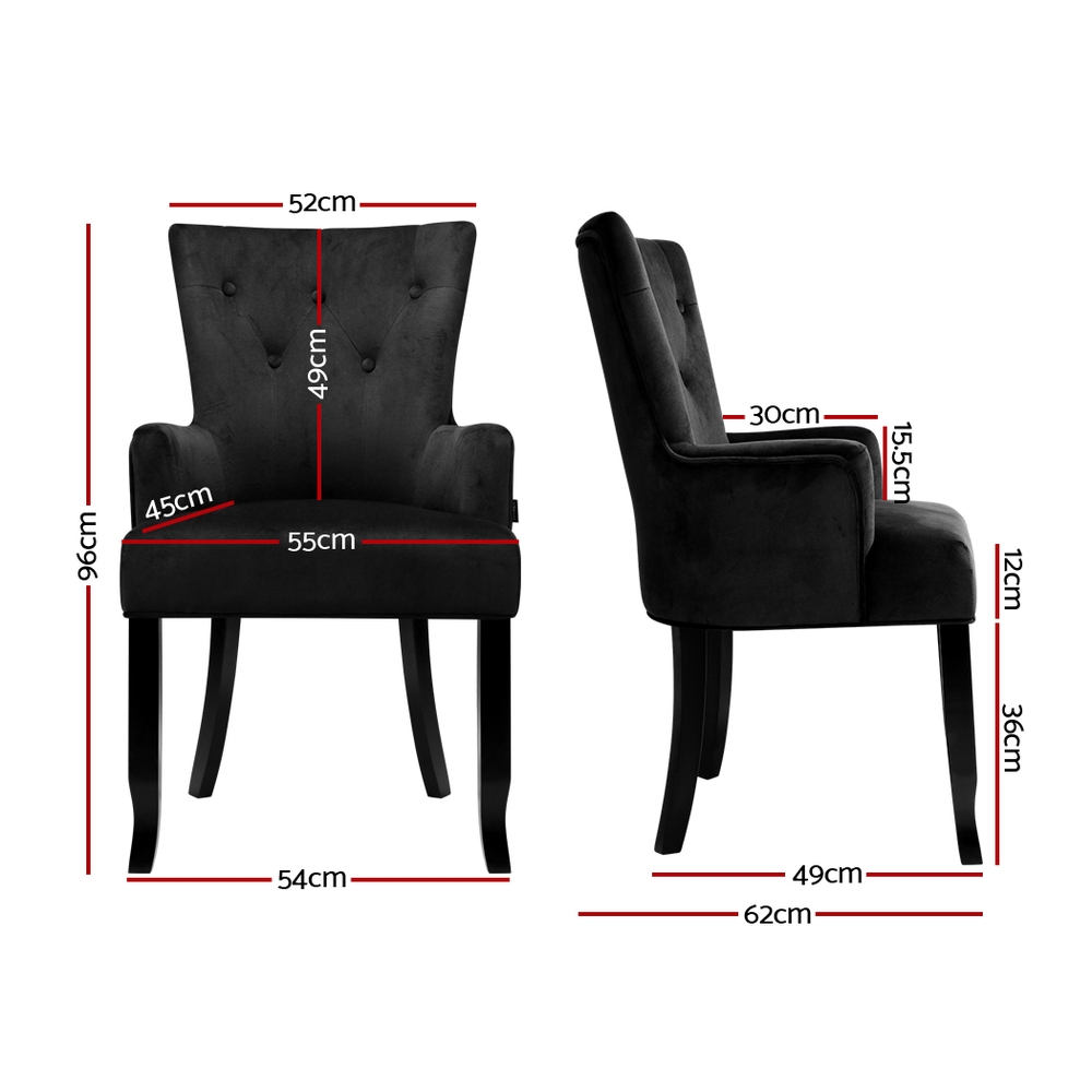 Artiss French Provincial Velvet Armchair, Single or Set of 2 view 2