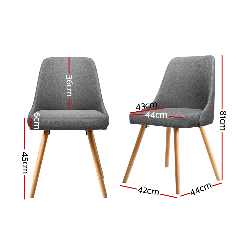 Artiss Kalmar Fabric Dining Chairs, Single or Set of 2, Grey view 2