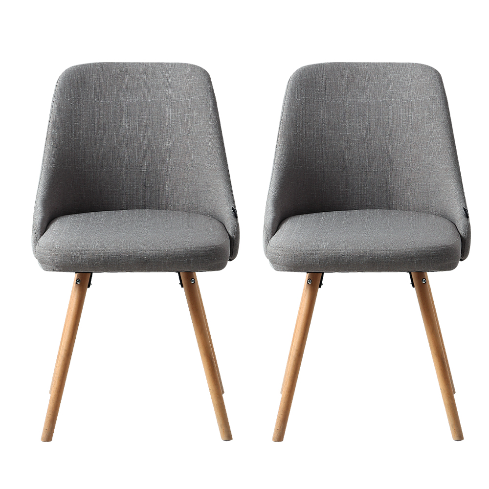 Artiss Kalmar Fabric Dining Chairs, Single or Set of 2, Grey view 3