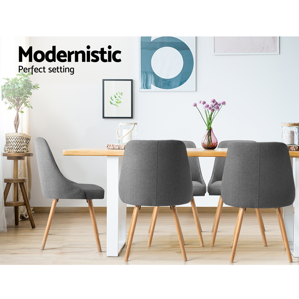 Artiss Kalmar Fabric Dining Chairs, Single or Set of 2, Grey view 5