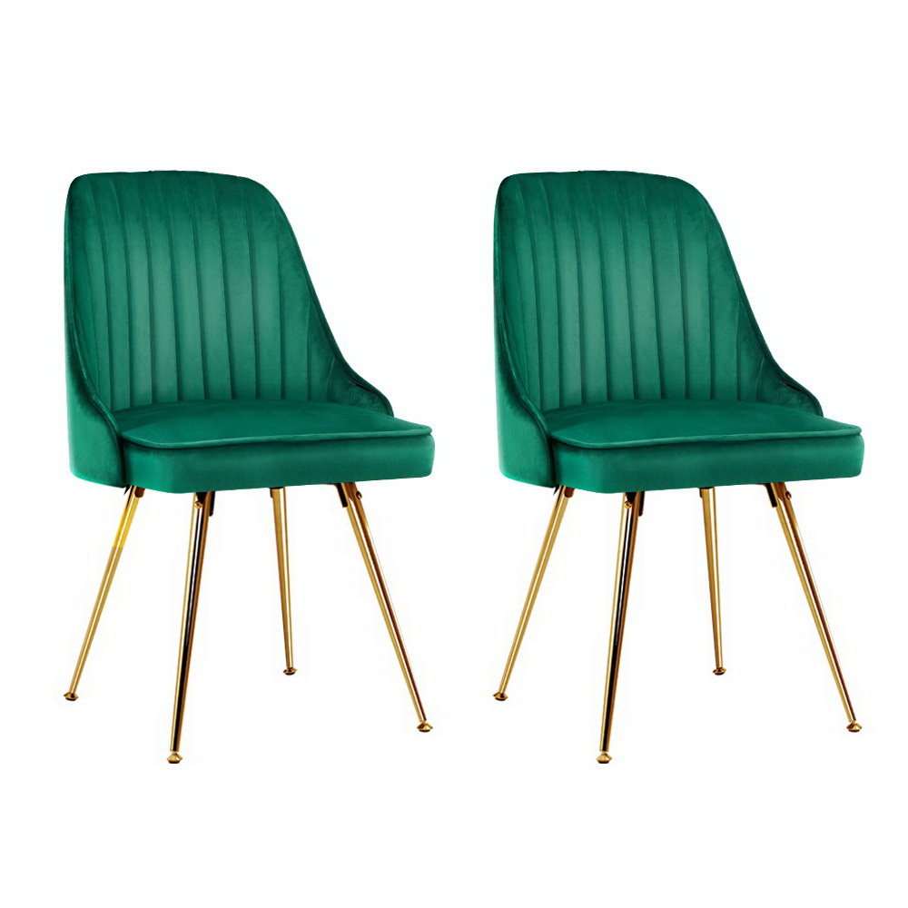 Artiss Velvet Channel Tufted Dining Chairs, Set of 2 or 4