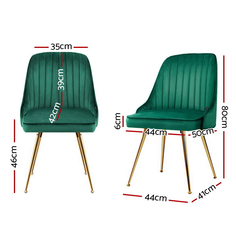 Artiss Velvet Channel Tufted Dining Chairs, Set of 2 or 4 view 2