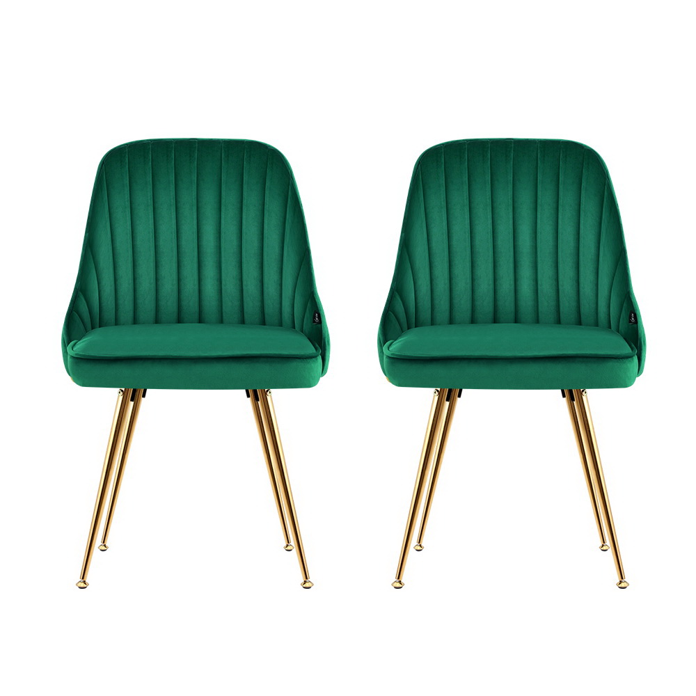 Artiss Velvet Channel Tufted Dining Chairs, Set of 2 or 4 view 3