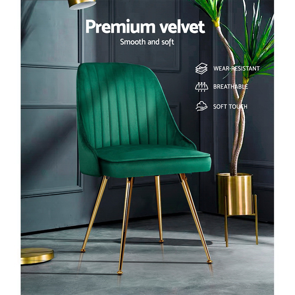 Artiss Velvet Channel Tufted Dining Chairs, Set of 2 or 4 view 4