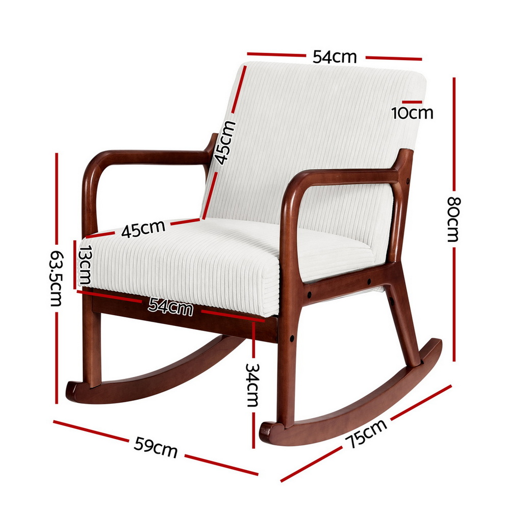 Artiss Corduroy Rocking Armchair Lounge Chair in 2 Colours view 2