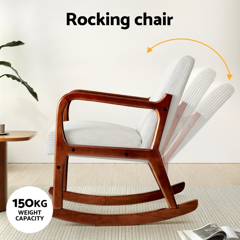 Artiss Corduroy Rocking Armchair Lounge Chair in 2 Colours view 4