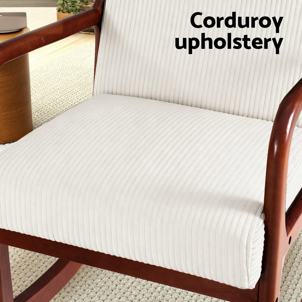 Artiss Corduroy Rocking Armchair Lounge Chair in 2 Colours view 5