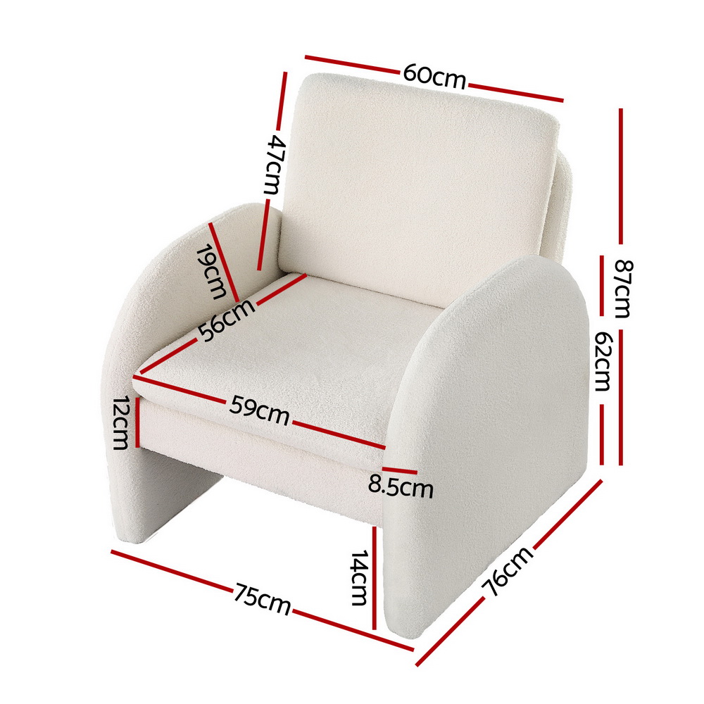 Artiss Curved Arm Boucle Armchair in 2 Colours view 2