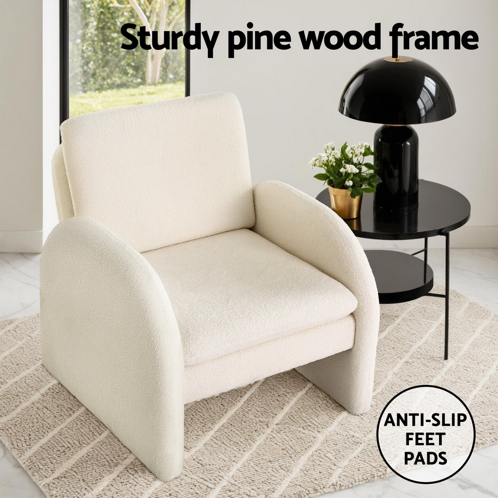 Artiss Curved Arm Boucle Armchair in 2 Colours view 4