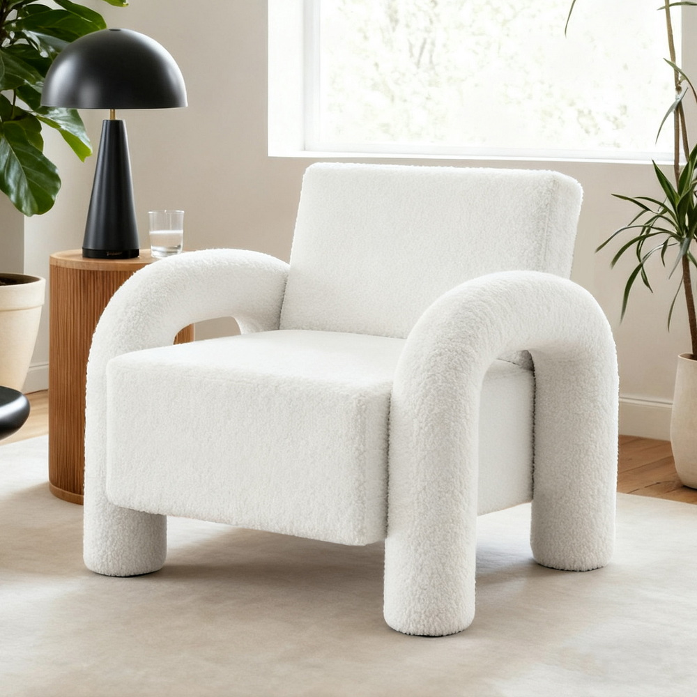Artiss Curved Seat Boucle Armchair White