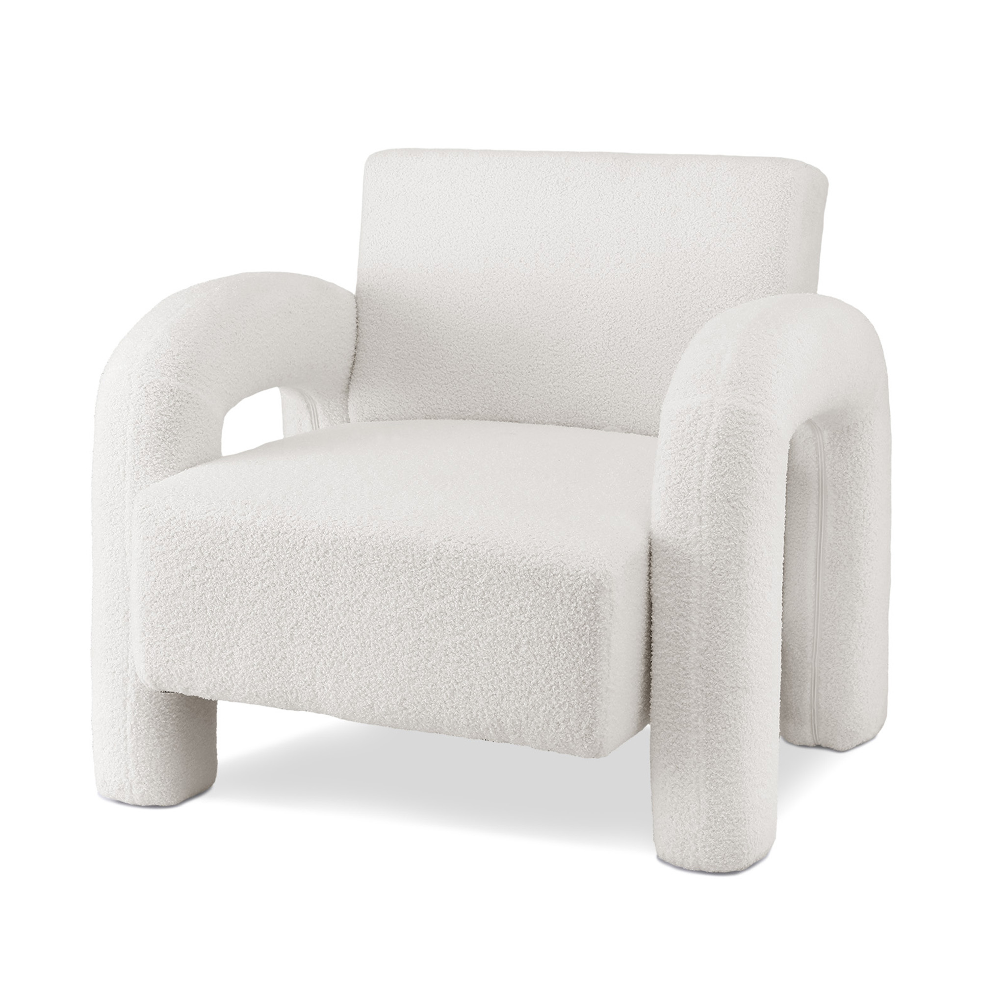 Artiss Curved Seat Boucle Armchair White view 2