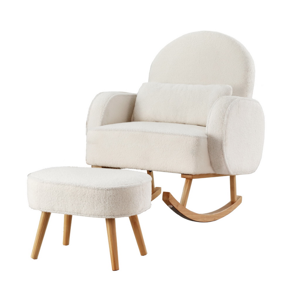 Artiss Nursing Rocking Armchair with Ottoman, White
