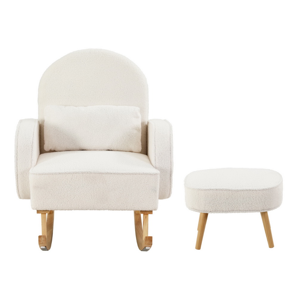 Artiss Nursing Rocking Armchair with Ottoman, White view 3