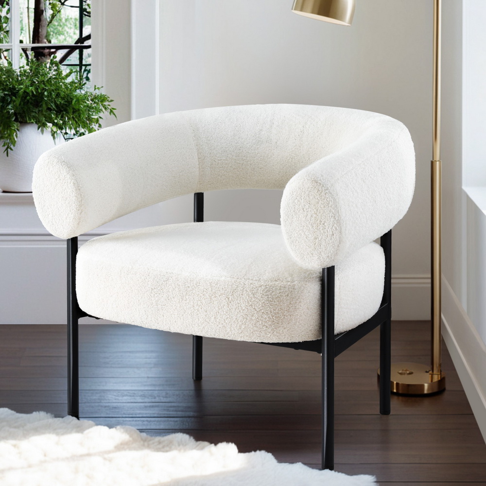 Artiss Curved Boucle Armchair White