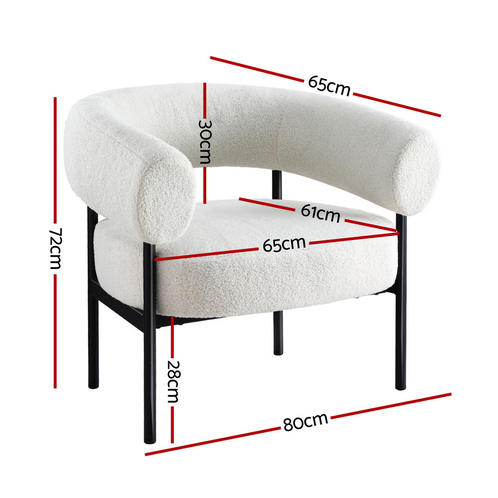 Artiss Curved Boucle Armchair White view 2