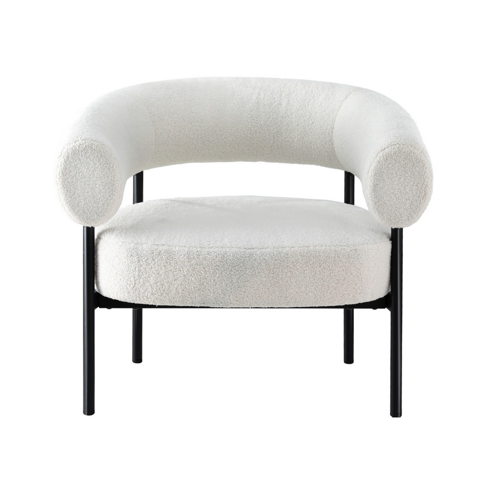 Artiss Curved Boucle Armchair White view 3