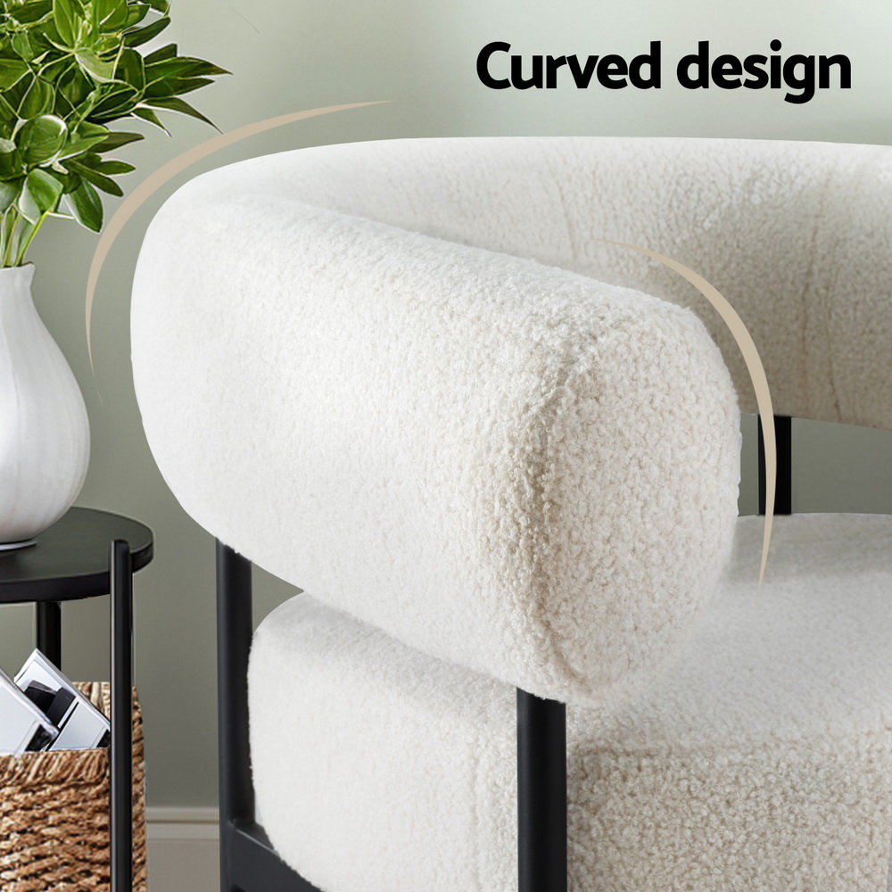 Artiss Curved Boucle Armchair White view 5