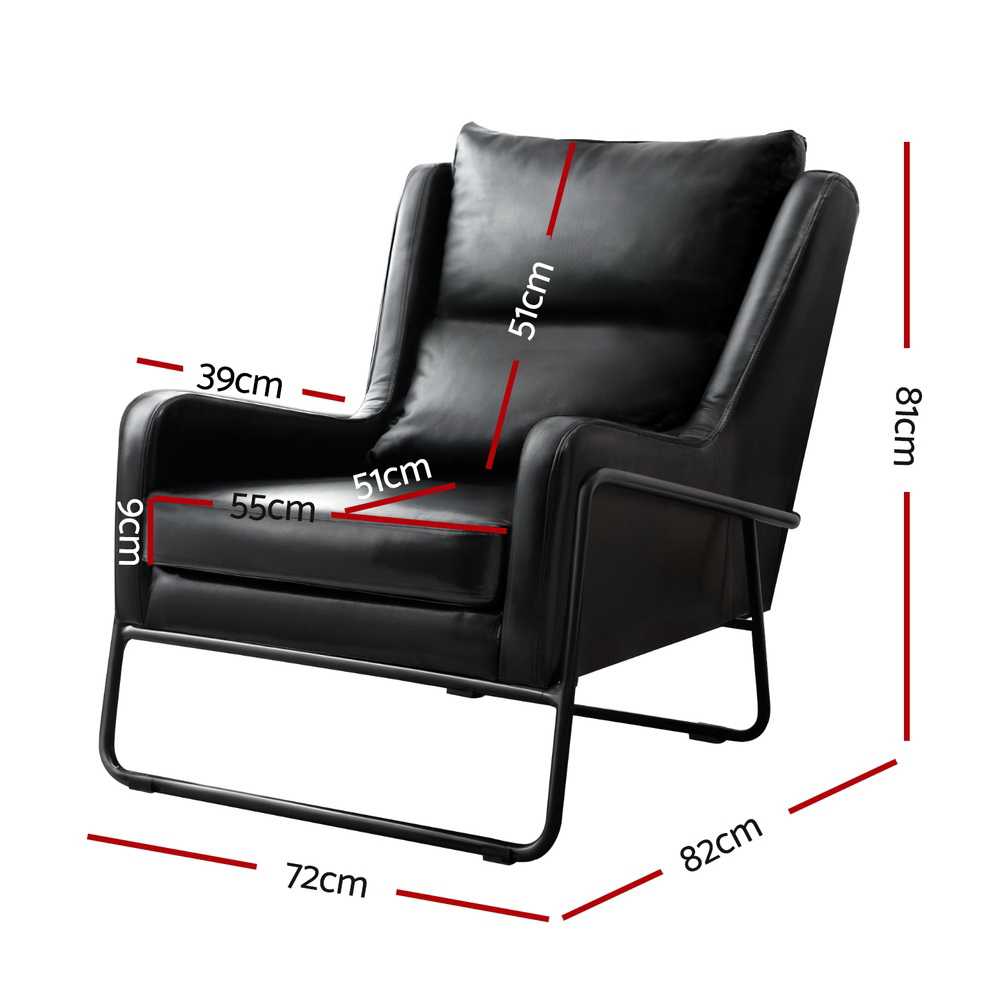 Artiss PU Leather Wingback Armchair Black view 2