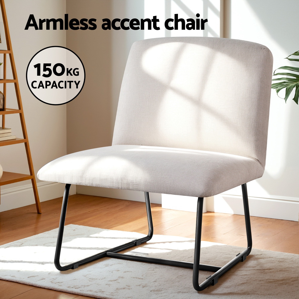 Artiss Cross Leg Armchair Beige view 4