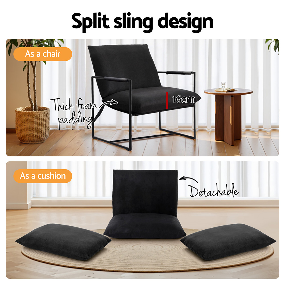 Artiss Sling Armchair Black view 4