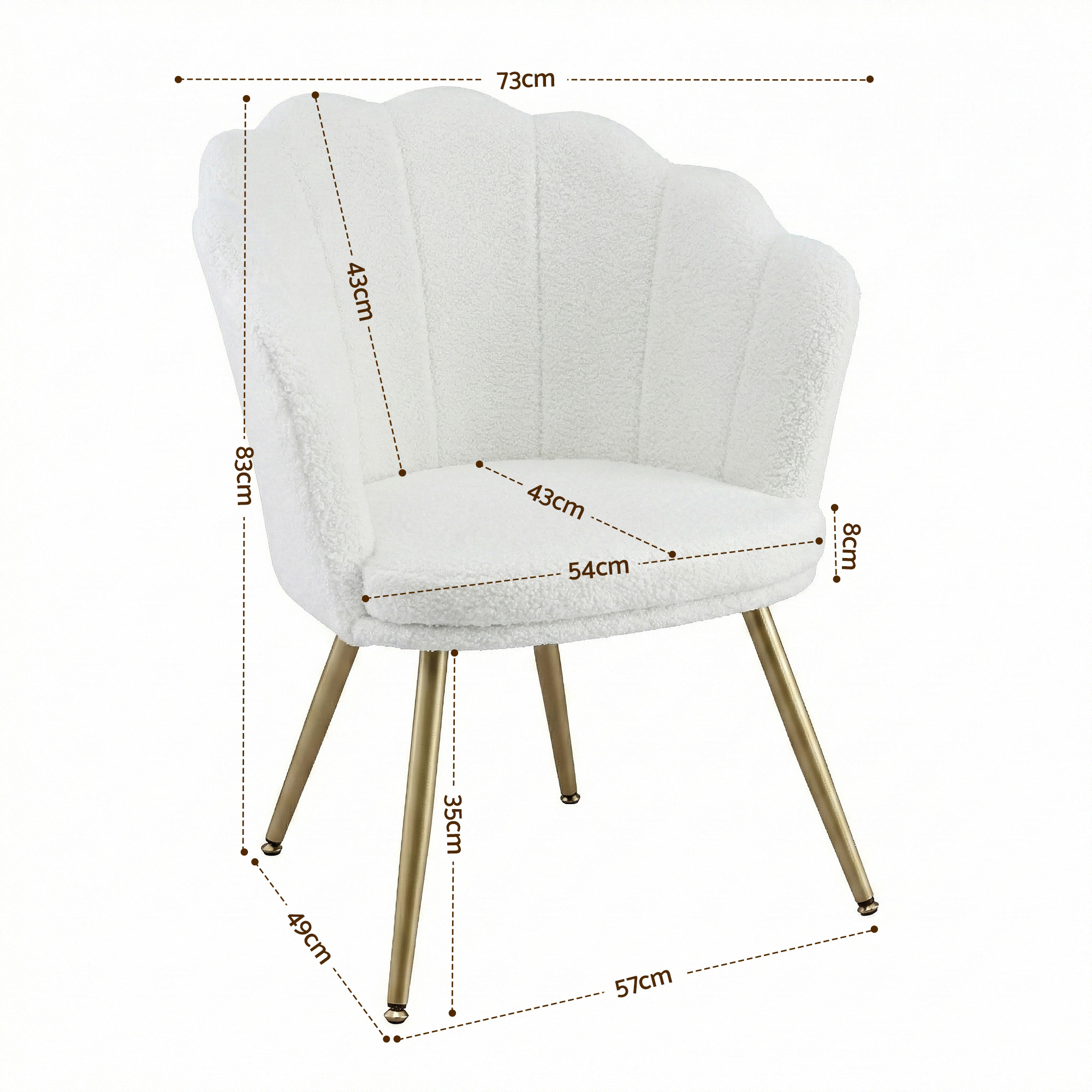 Artiss Callista Teddy Fleece Armchair White view 2
