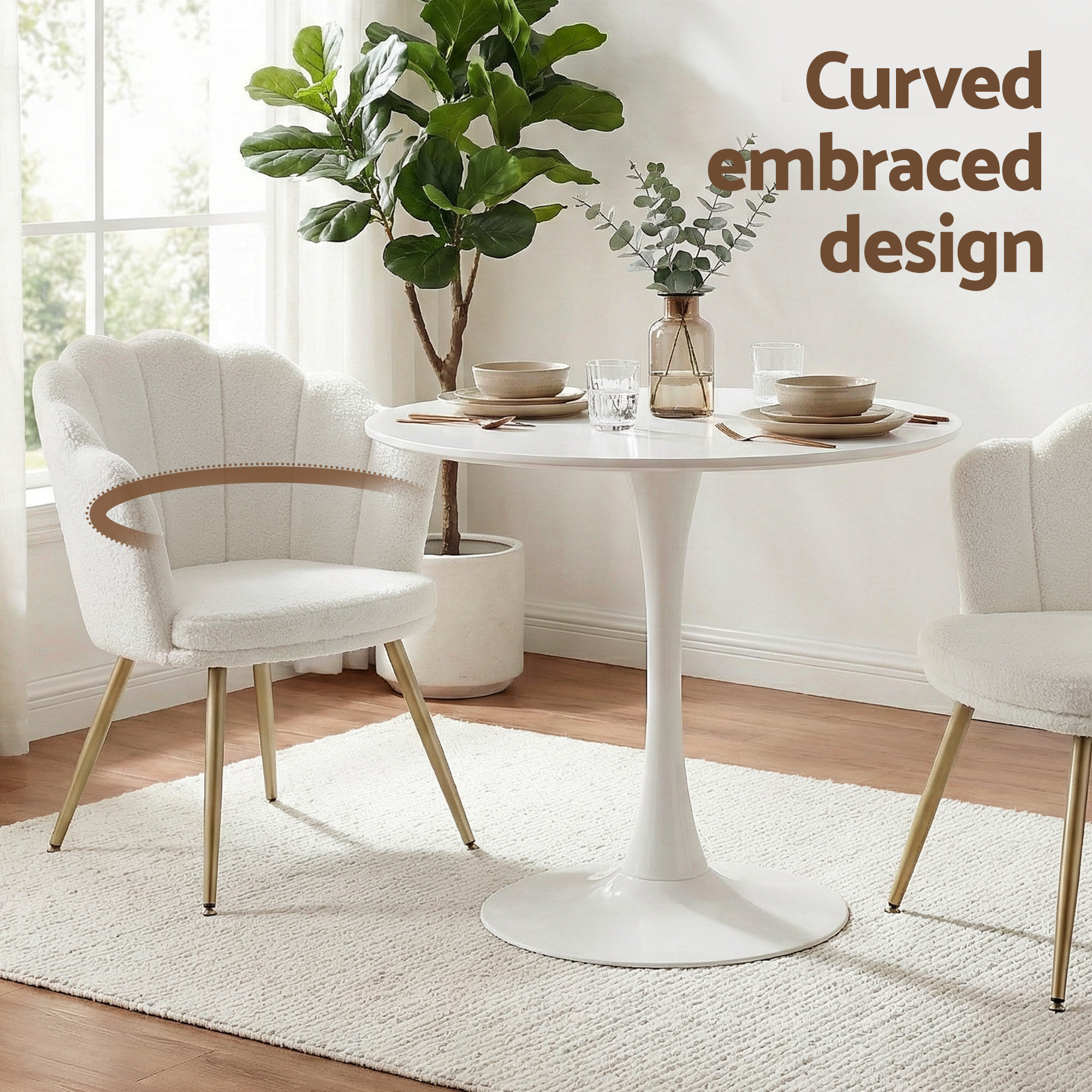 Artiss Callista Teddy Fleece Armchair White view 4