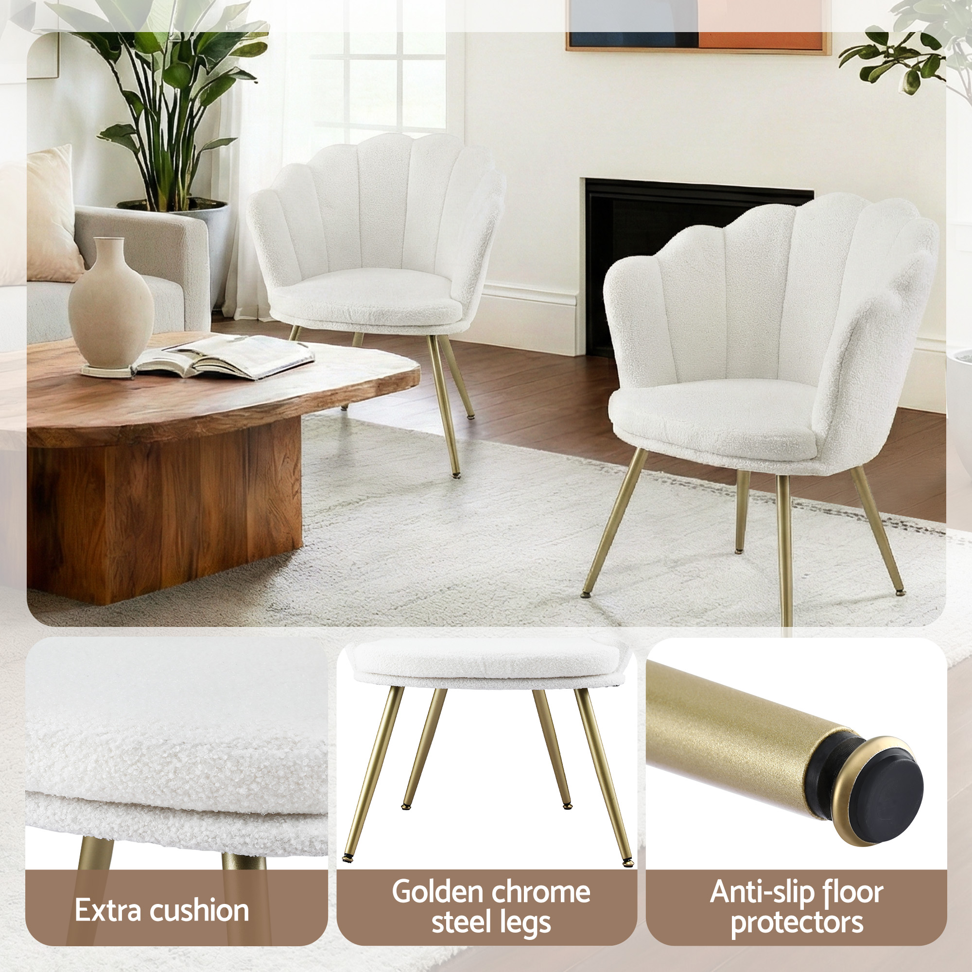 Artiss Callista Teddy Fleece Armchair White view 5