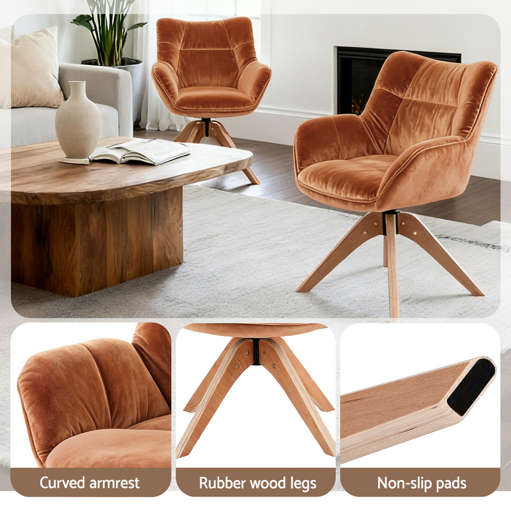 Artiss Velvet Swivel Nursing Armchair in 2 Colours view 5