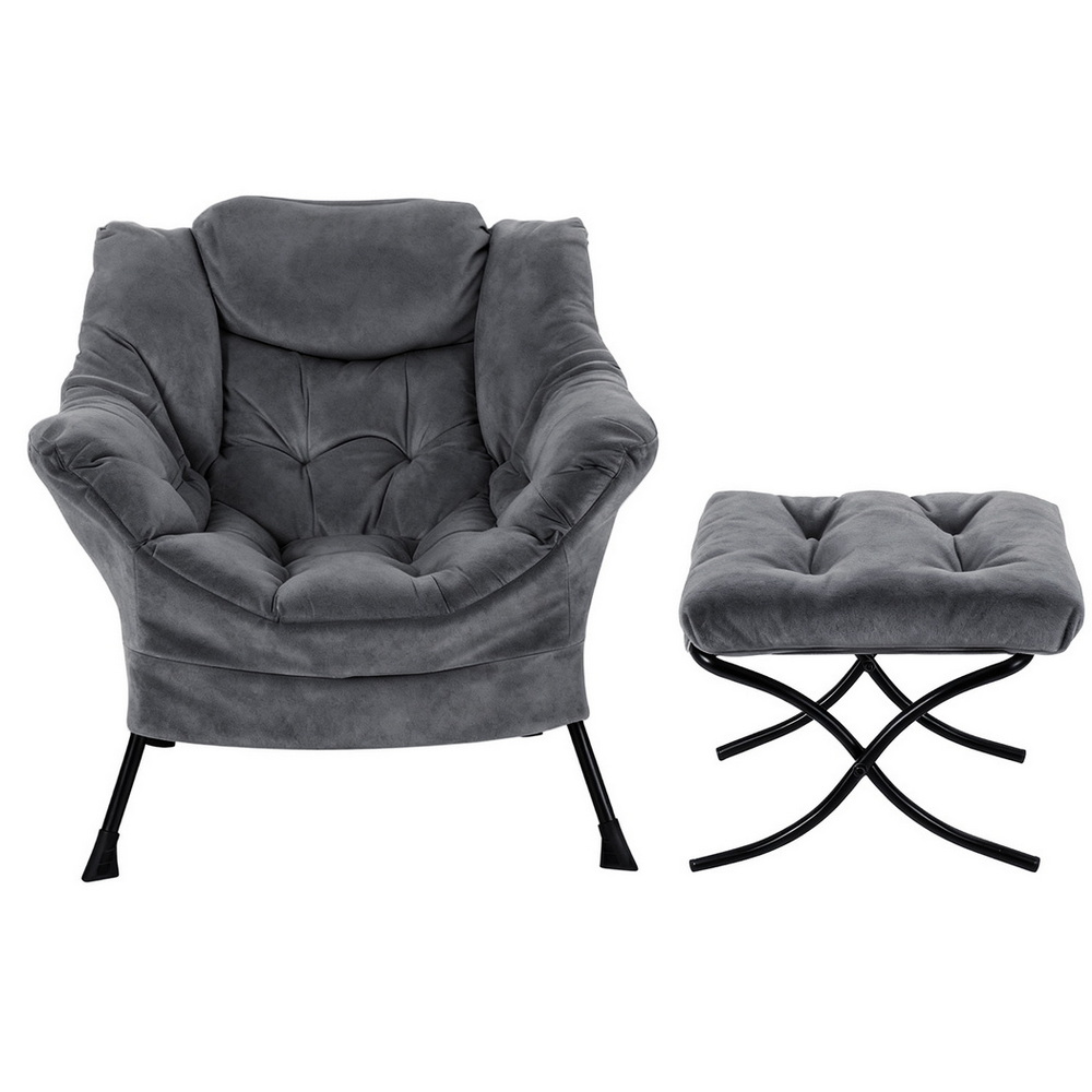 Artiss Velvet Armchair with Ottoman, 2 Colours view 3