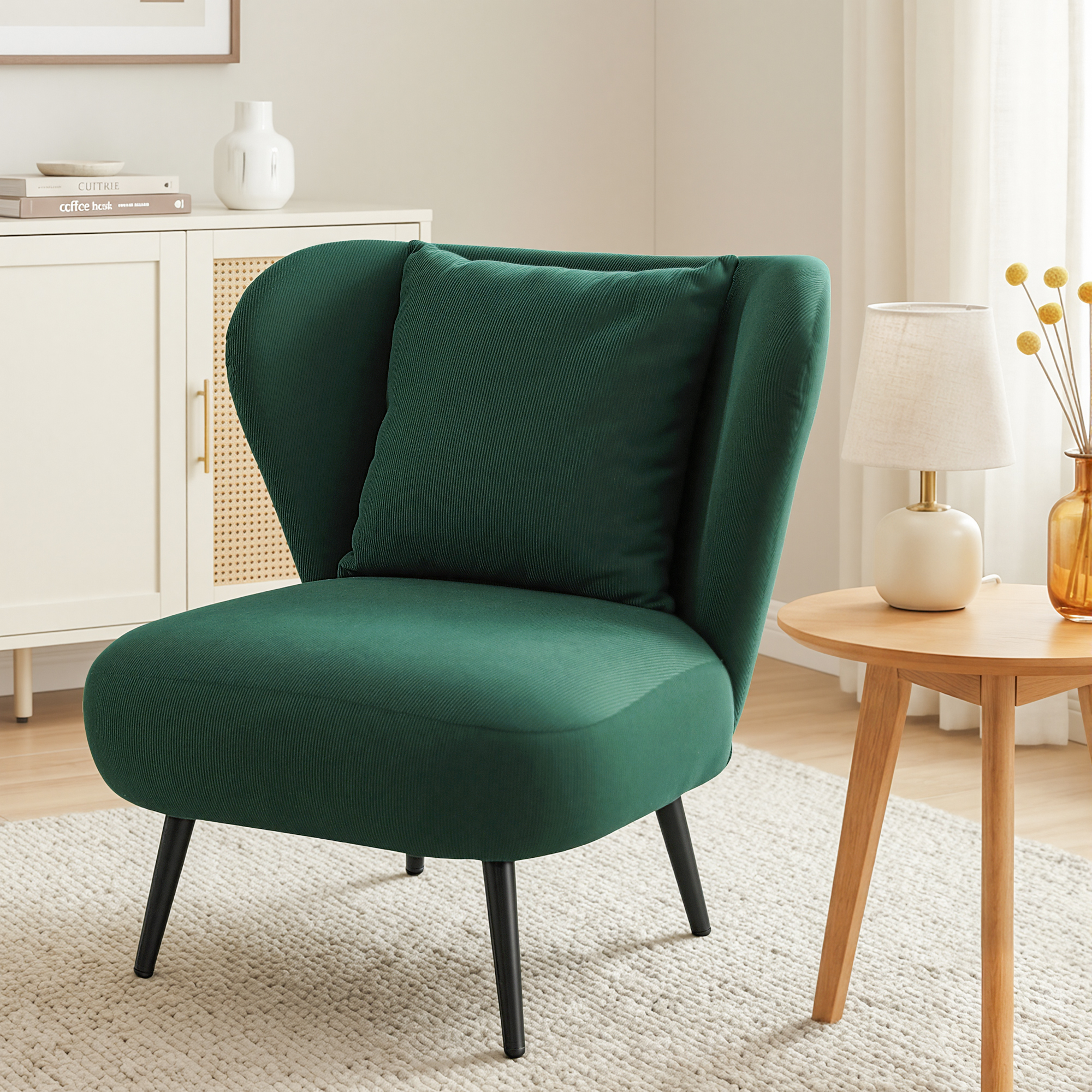 Artiss Corduroy Velvet Armchair Green