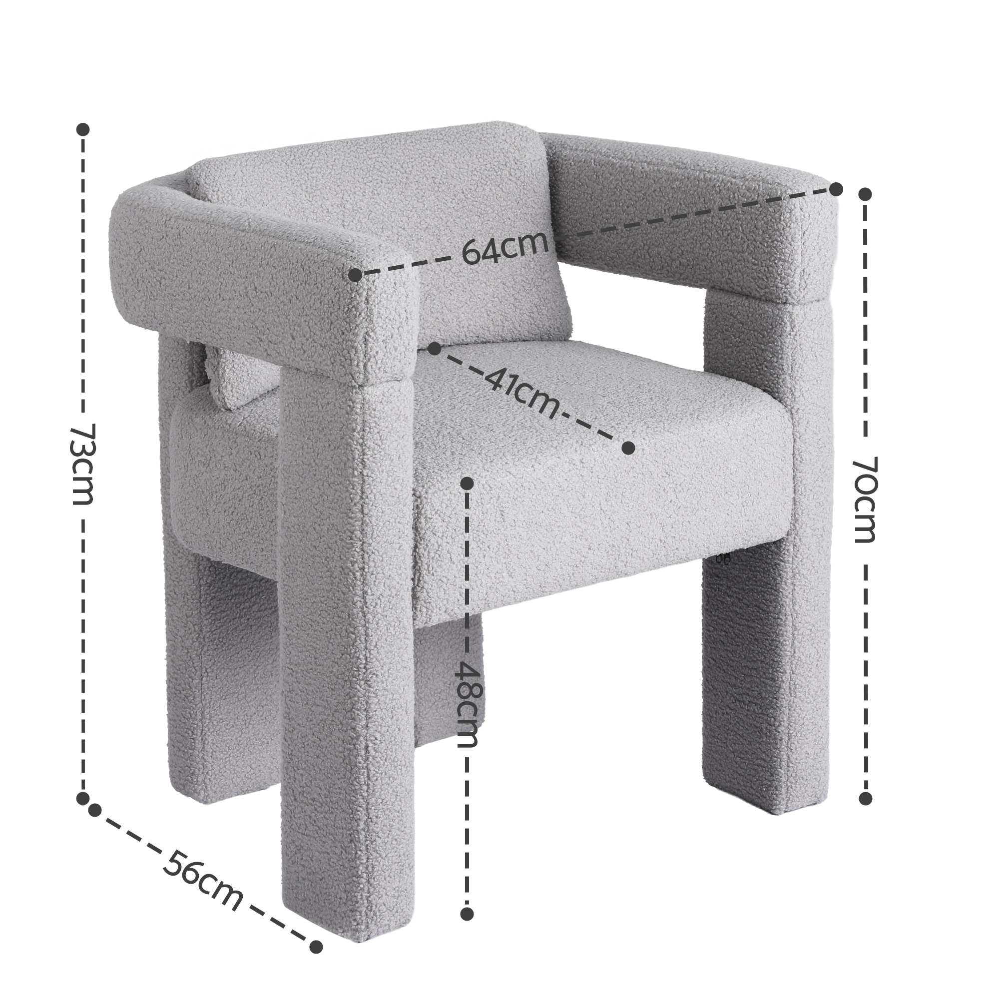 Artiss Boucle Lounge Armchair Grey view 2
