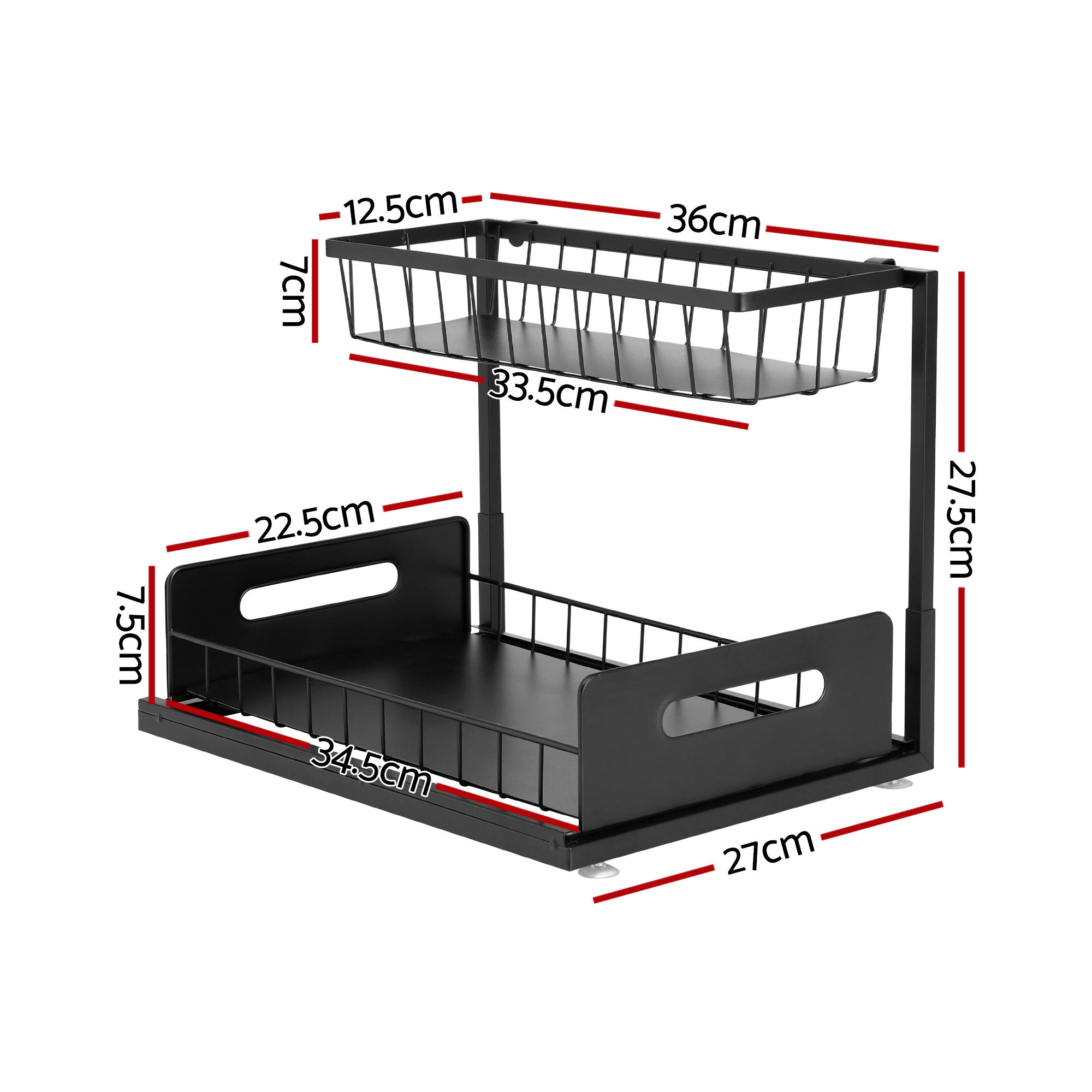Artiss Under Sink Organizer L-Shape Pull Out Drawer view 2