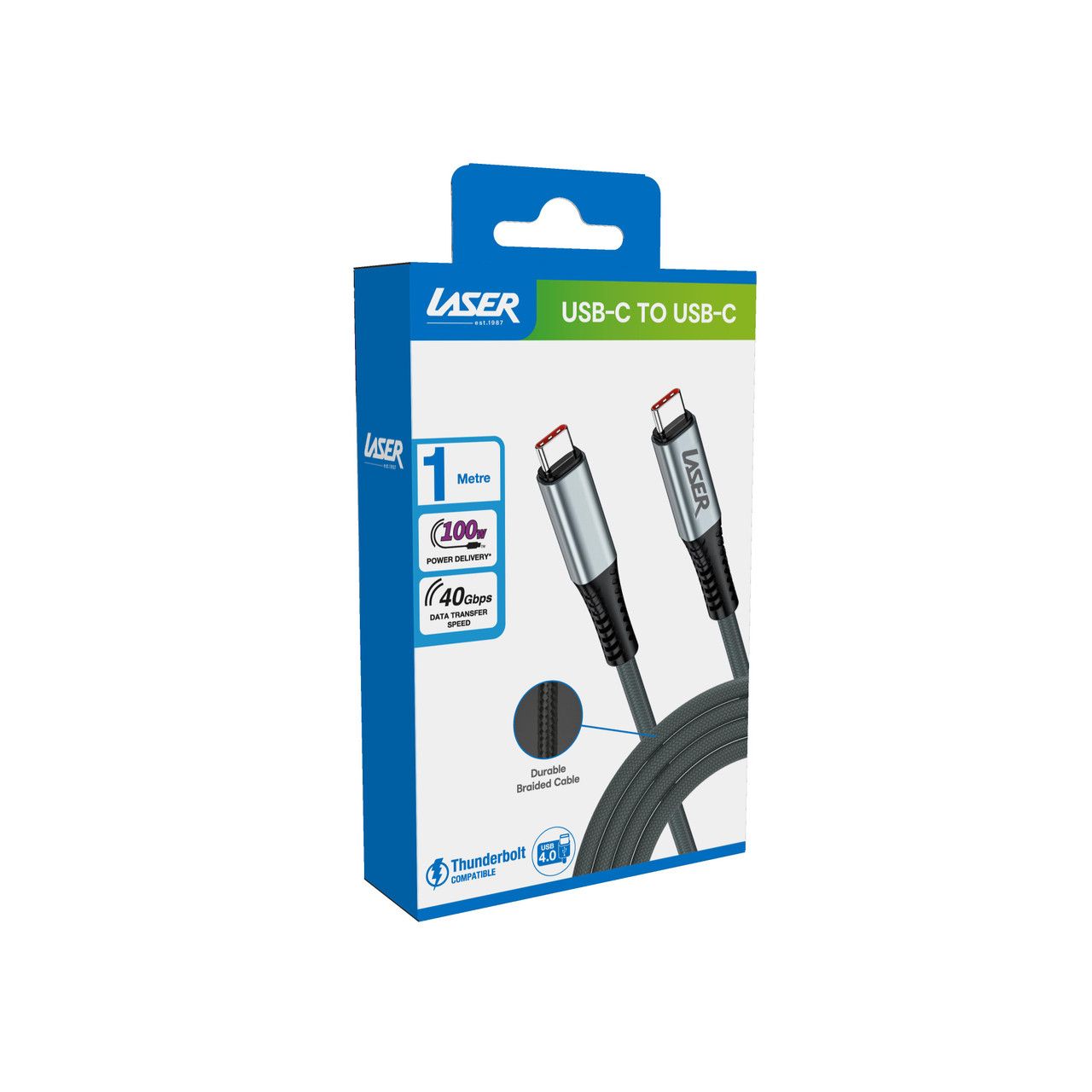 Laser 100W USB-C to USB-C Thunderbolt Braided Cable 1M view 3