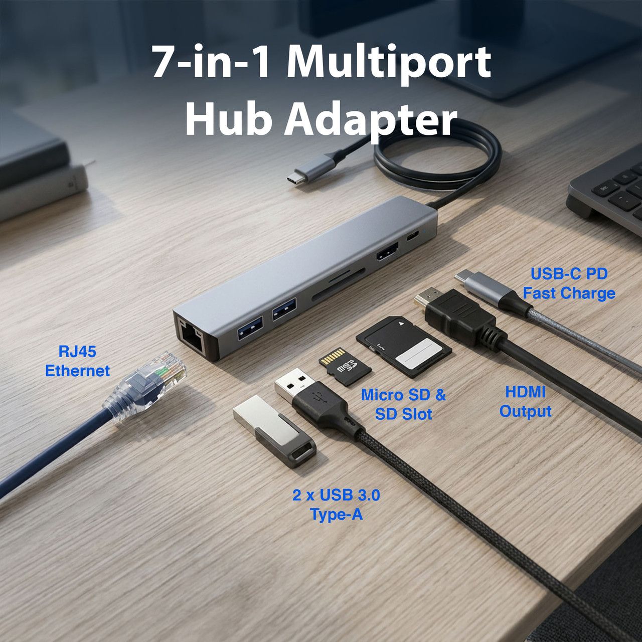 Laser USB-C 7 Port Hub with HDMI and Ethernet view 2