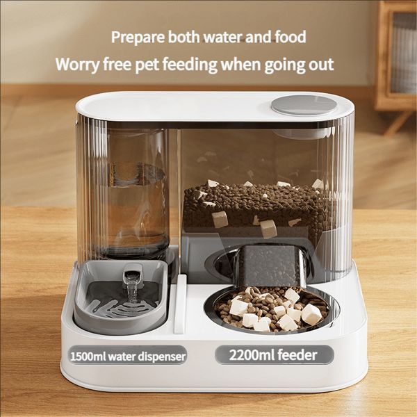 Gray Green Automatic Cat Feeder Cat Water Dispenser Cat Feeding Set Cat Supplies Cat Care view 2