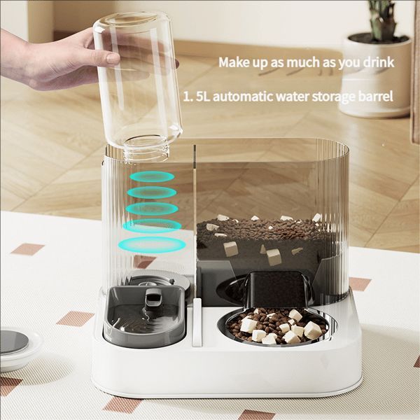 Gray Green Automatic Cat Feeder Cat Water Dispenser Cat Feeding Set Cat Supplies Cat Care view 5