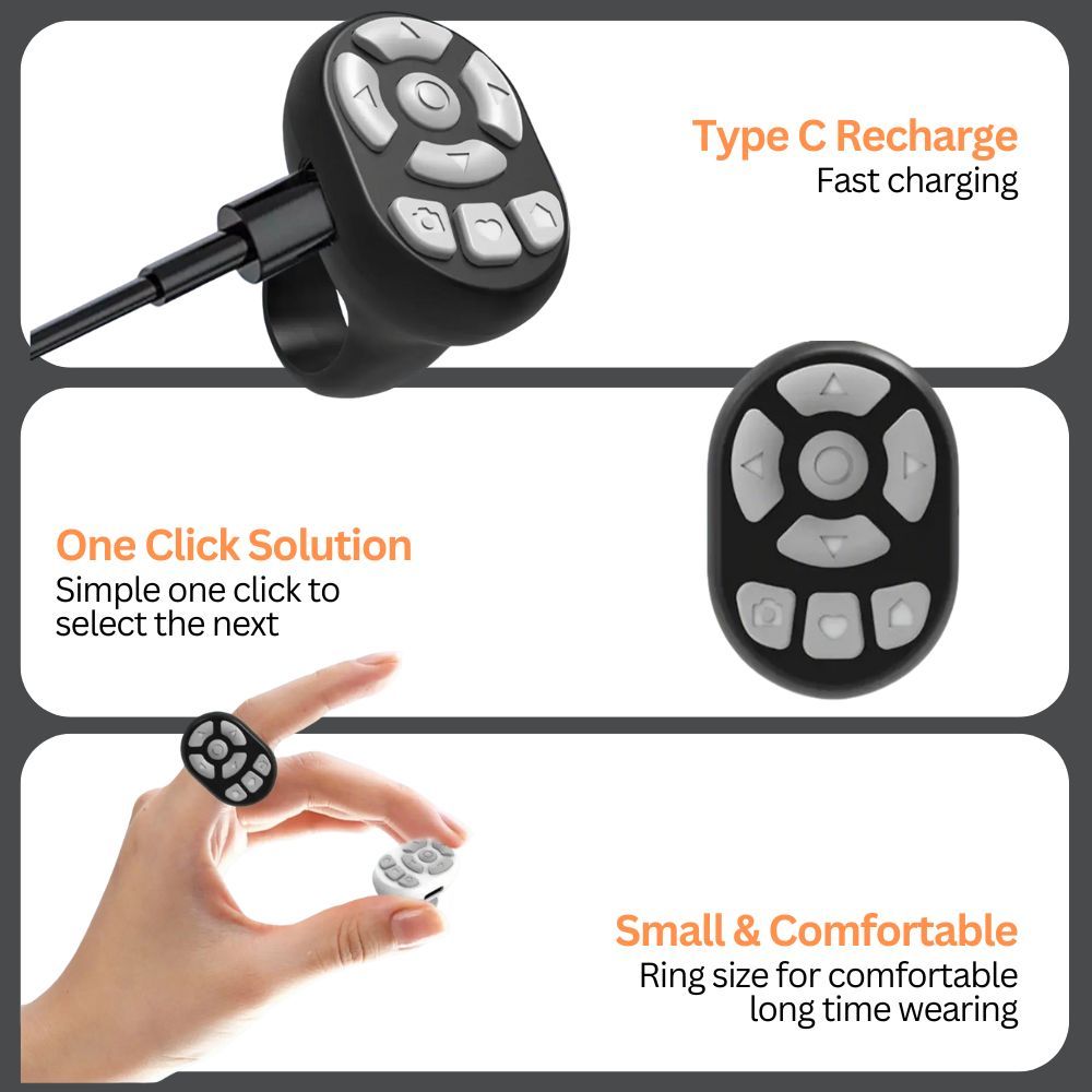 Scrolling Ring Remote Page Turner Wireless Finger Scroller Camera Video Record view 4