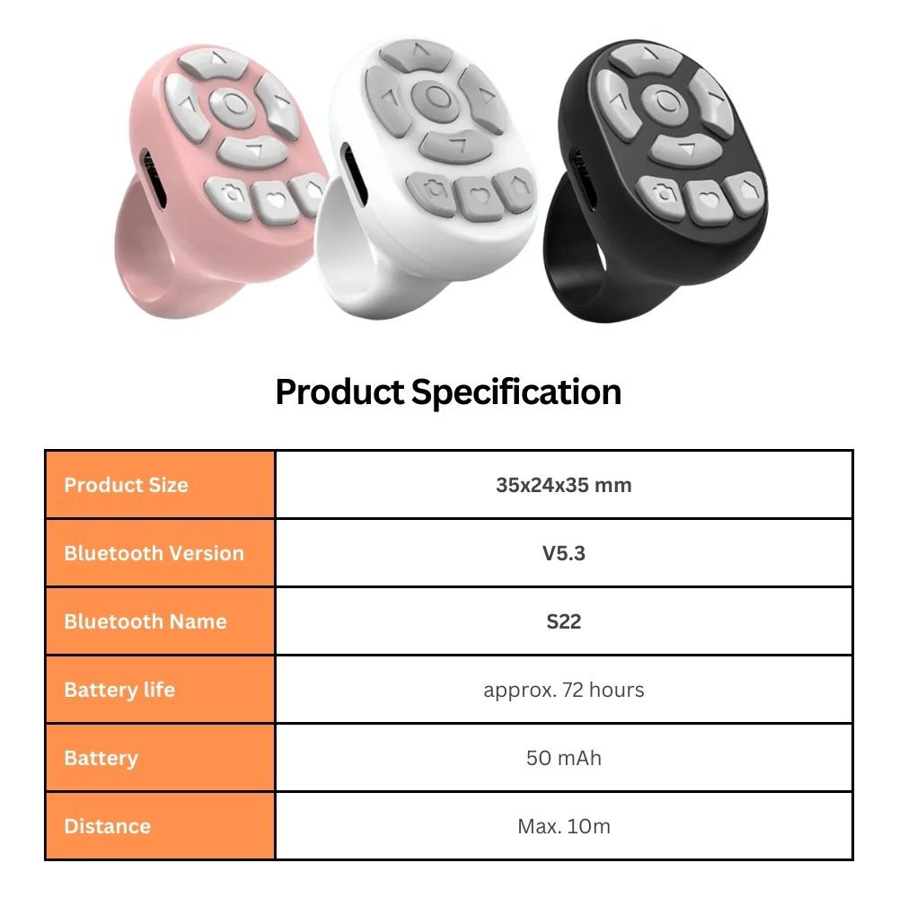 Scrolling Ring Remote Page Turner Wireless Finger Scroller Camera Video Record view 5