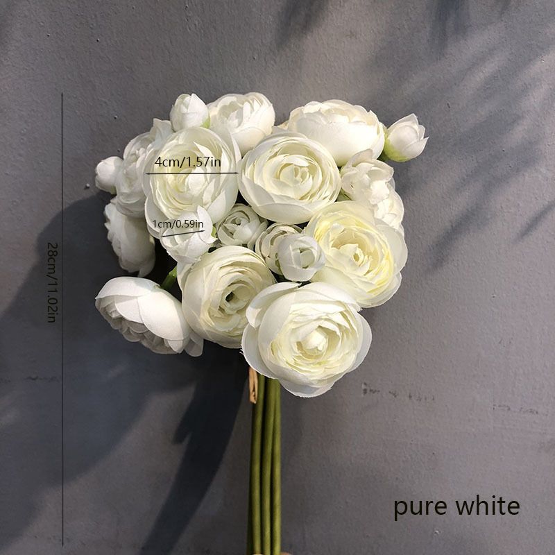 Simulated lotus lily bunched flowers, 6 stems per bunch 28cm long, realistic wrinkled petals in multiple colors, includes flower buds and large blooms, versatile decoration for weddings, home and DIY floral art.