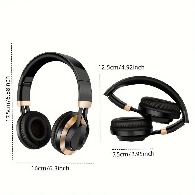 Wired Over-Ear Headset, Portable Folding Heavy Bass Headphones, Built-in Microphone, Compatible with Multiple Devices view 4