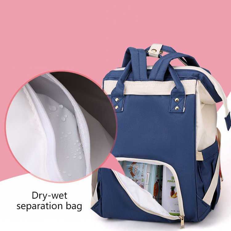 Large Capacity Dry/Wet Separate Nylon Backpack, Multifunctional Portable, Multi-Pocket Baby Diaper Bag Handbag - Light Purple view 4