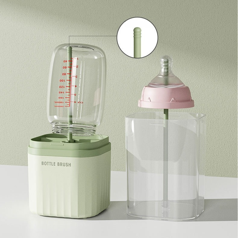 6-in-1 Portable Silicone Bottle Brush Set with Drying Storage Box, All-Purpose Cleaner for Baby Bottles, Nipples, and Straw Cups view 5