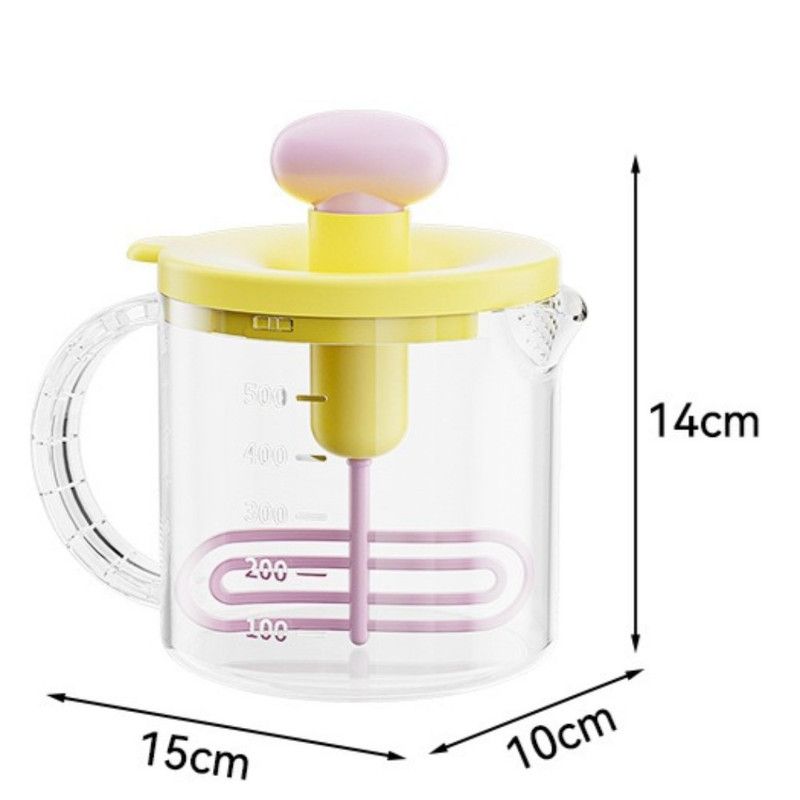 Semi-Auto Press Egg Beater Cup, Large-Capacity Measuring Manual Whisk for Cream & Egg Mixing view 5